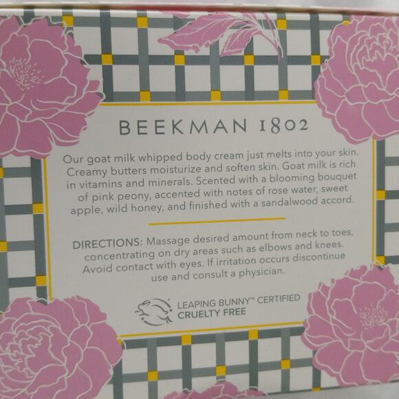 NIB Beekman 1802 PEONY BLUSH 16 oz Whipped Body Cream USA MADE Cruelty-Free - Picture 3 of 9